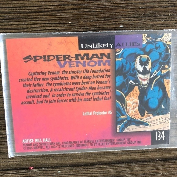 ’95 Marvel Fleer Ultra Spider-Man trading card: Unlikely Allies: Venom #134 - Picture 2 of 2